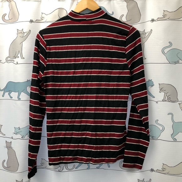 Red and Navy Striped Knit Long Sleeve Top - Picture 2 of 3